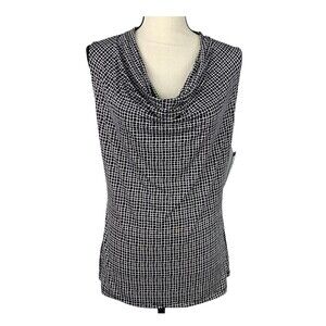 Worthington Stretchy Knit Top NWT Women M Sleeveless Career Draped Neckline B&W